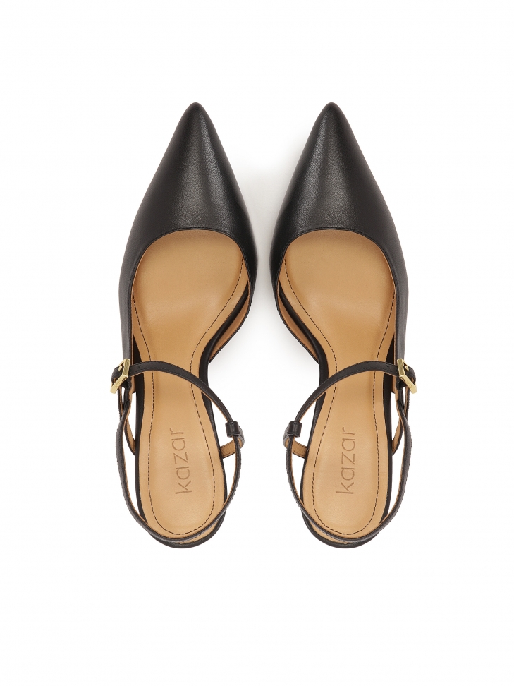 Eleganckie czarne czółenka z wyciętą cholewką