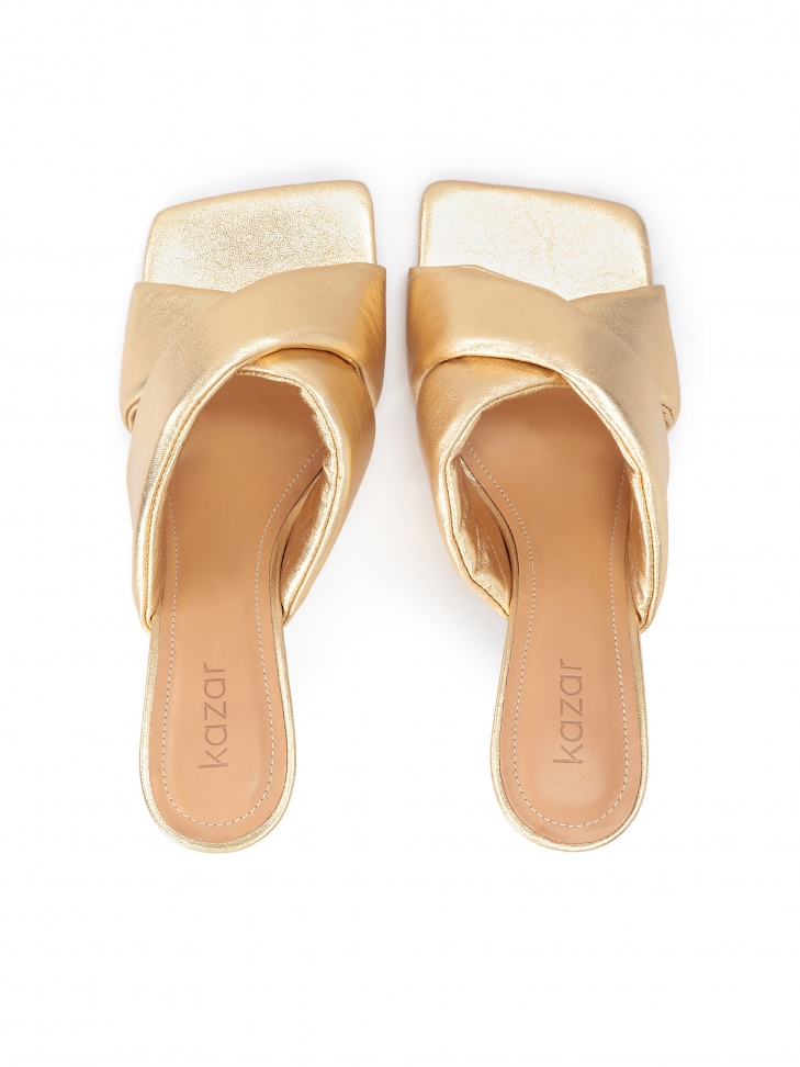 Eleganckie ote klapki na obcasie w kształcie klepsydry