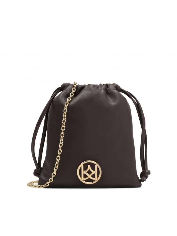 Mała skórzana torebka worek na łańcuszku