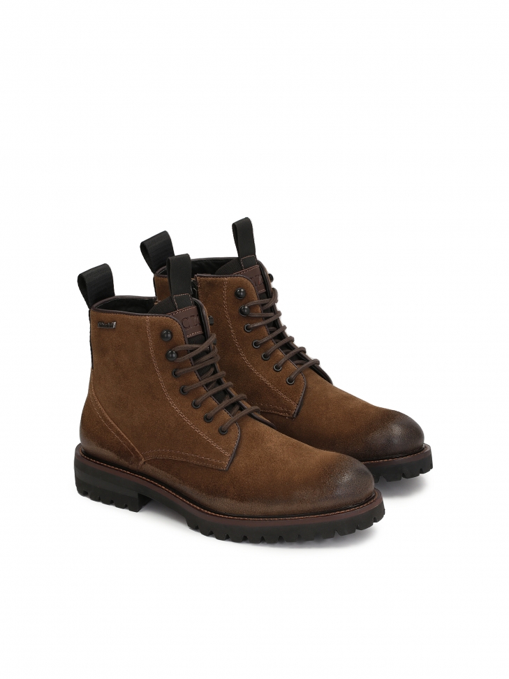 Brązowe trzewiki męskie wytrzymałe i ciepłe