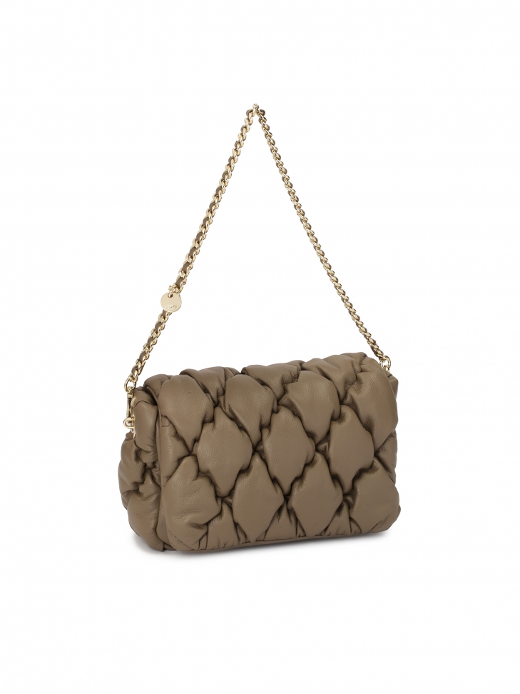 Miękka pikowana torebka w kolorze taupe