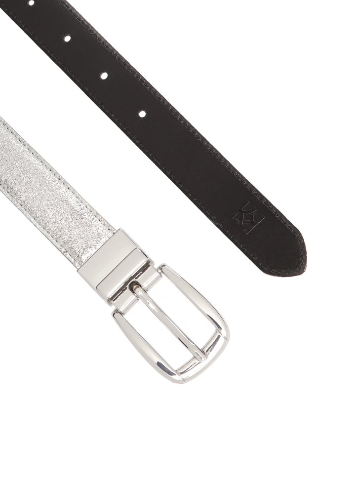 Dwustronny srebrno-czarny pasek