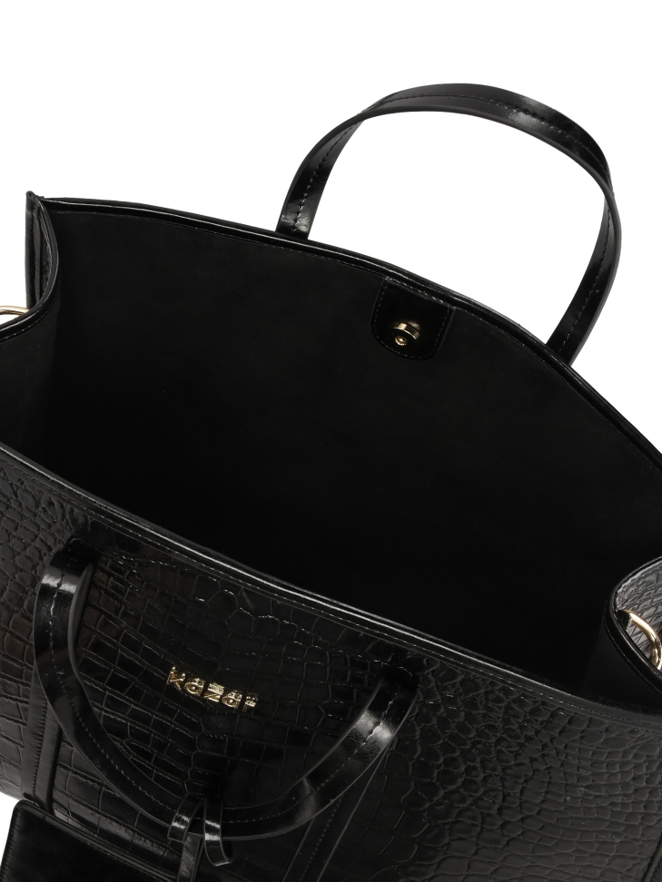 Duża skórzana torebka w egzotyczny wzór