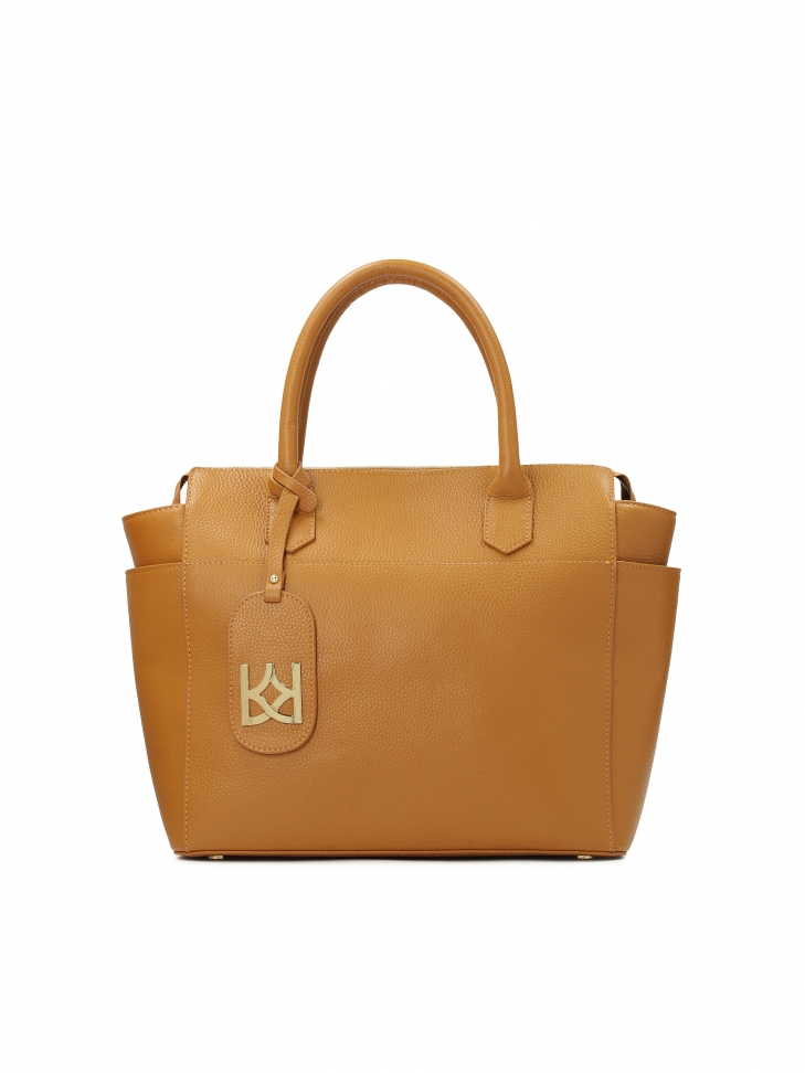 Pojemna jasnobrązowa torebka ze skóry