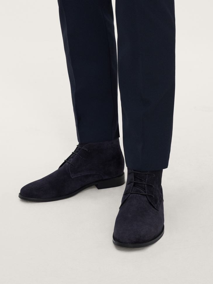 Granatowe męskie trzewiki z zamszu