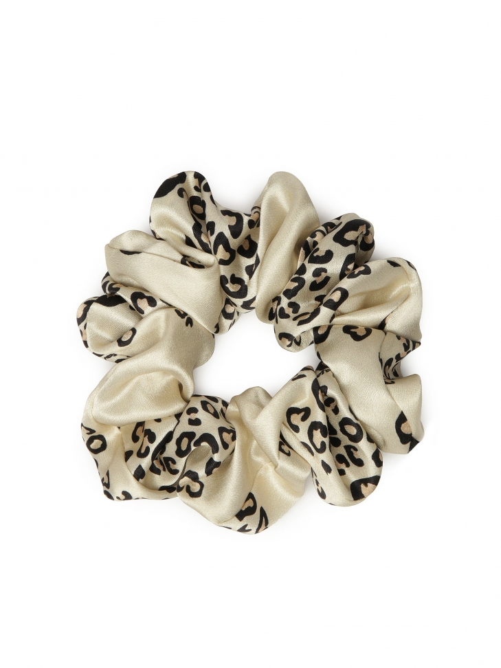 Kremowa gumka do włosów scrunchie w cętki
