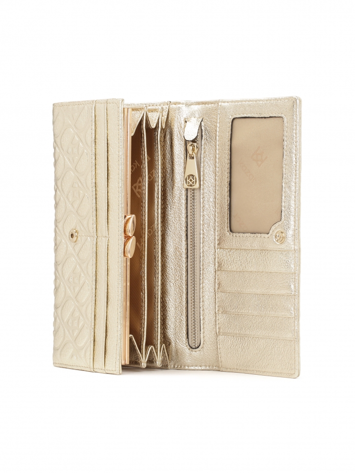 Złoty portfel z metalizowanej skóry