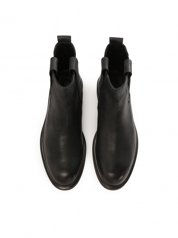 Skórzane sztyblety ze zdobioną elastyczną wstawką