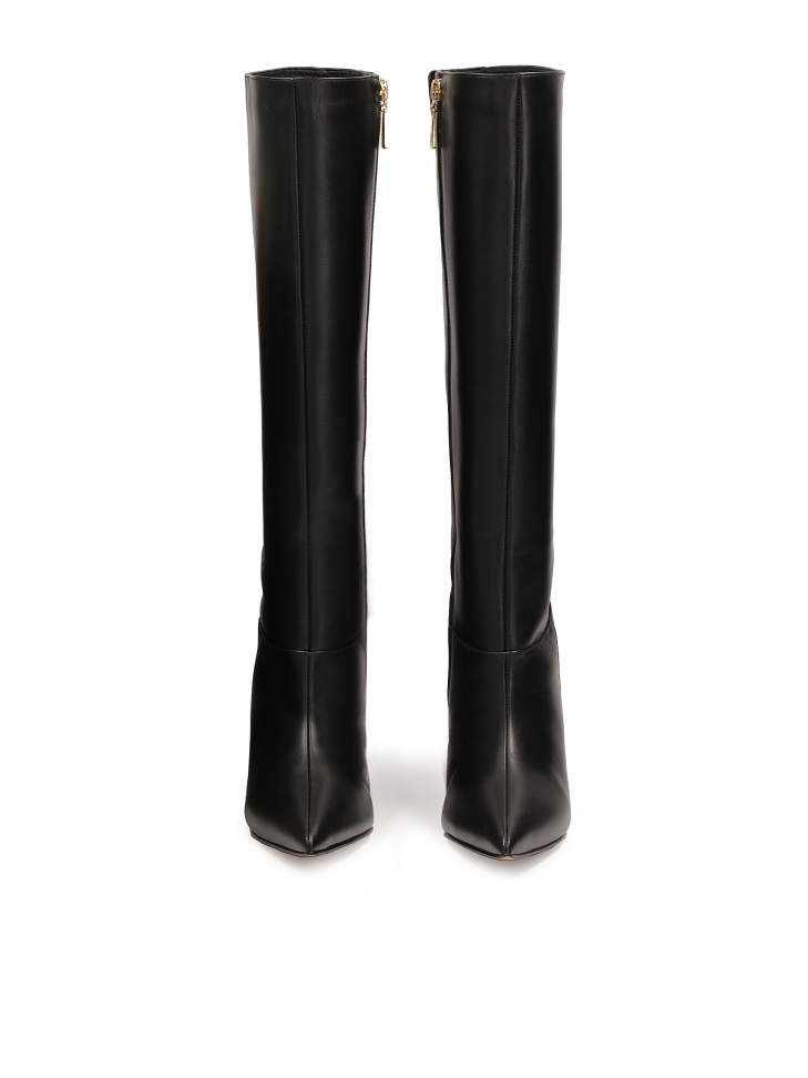 Kozaki z gładkiej skóry na szpilce