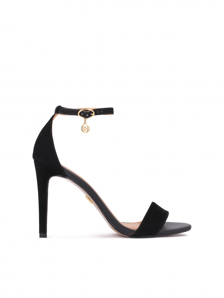 Czarne sandały damskie z nubuku