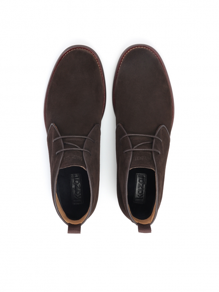 Brązowe niskie trzewiki męskie z zamszu