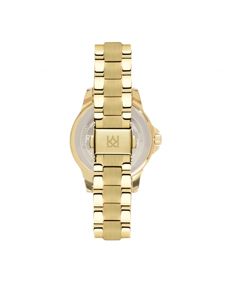 Zegarek z wąską bransoletą i ząbkowanym pierścieniem