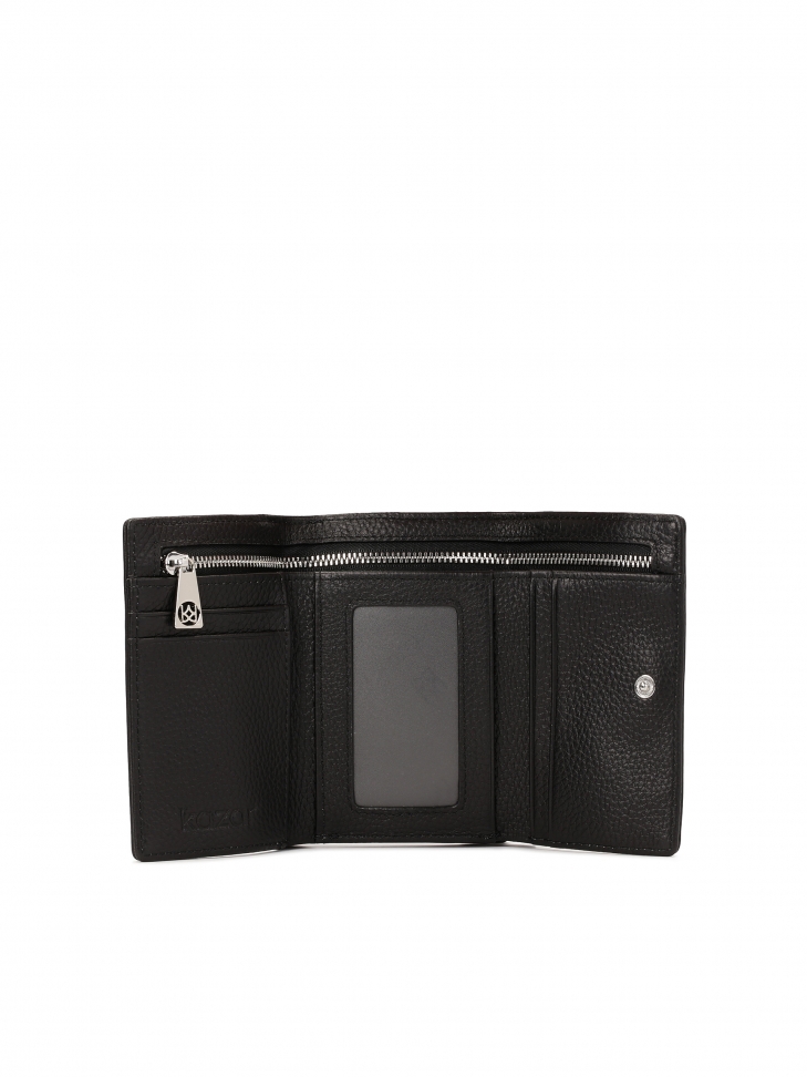 Kompaktowy czarny portfel ze skóry