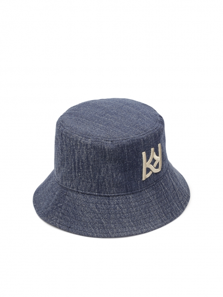 Niebieski kapelusz bucket z tkaniny typu denim