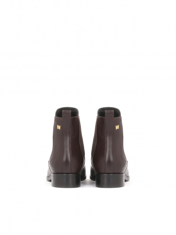 Ciemnobrązowe skórzane sztyblety damskie