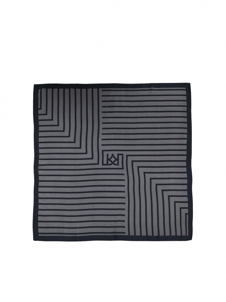 Szaro-czarna apaszka z jedwabiu