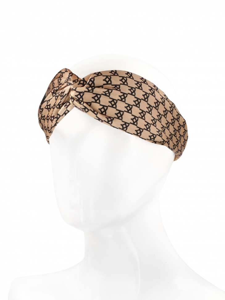 Beżowa opaska z jedwabnej satyny