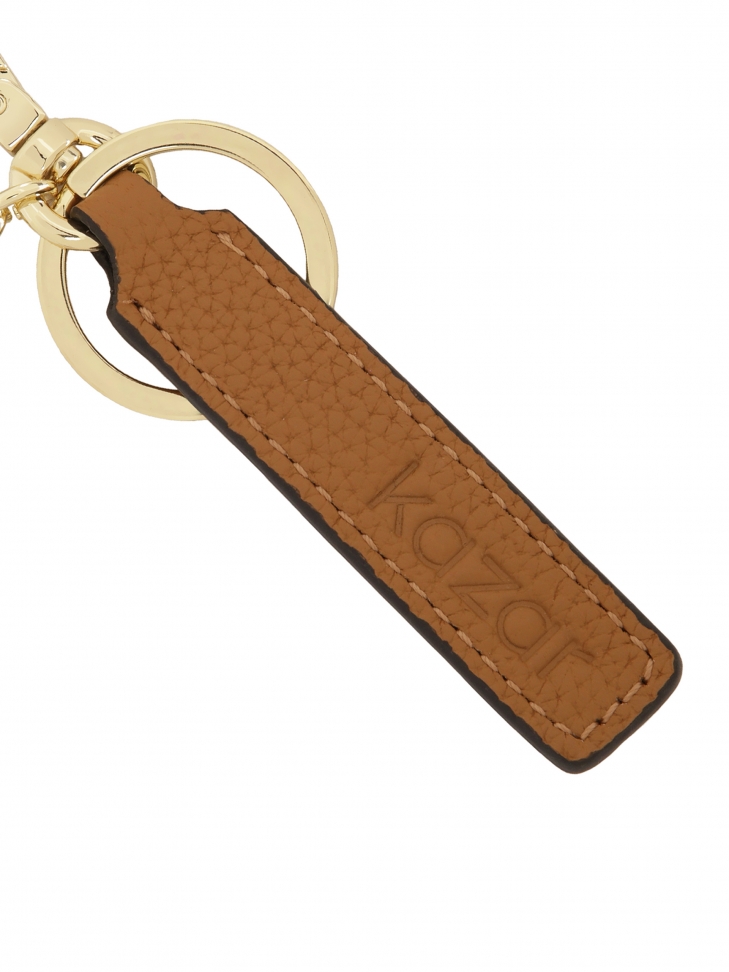 Jasnobrązowy brelok ze skóry na karabińczyku