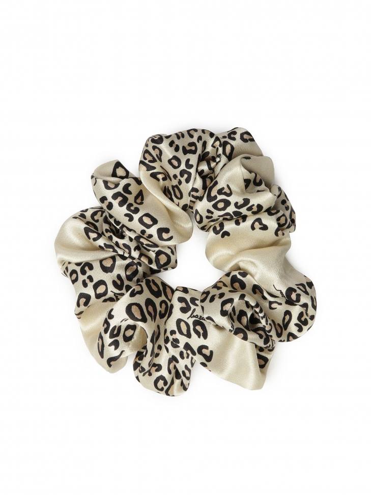 Kremowa gumka do włosów scrunchie w cętki