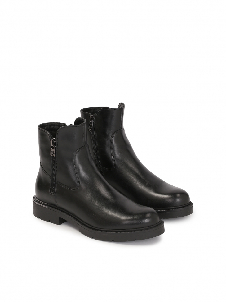 Botki damskie skórzane z dwoma suwakami