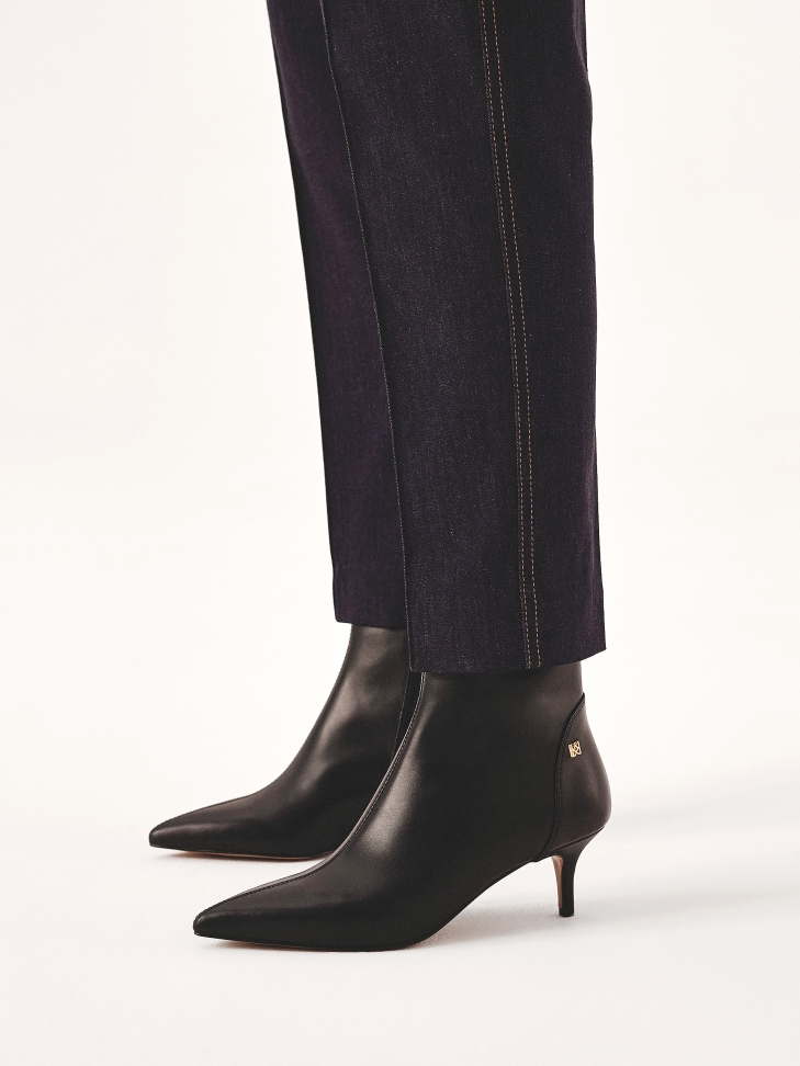 Botki skórzane na obcasie typu kitten