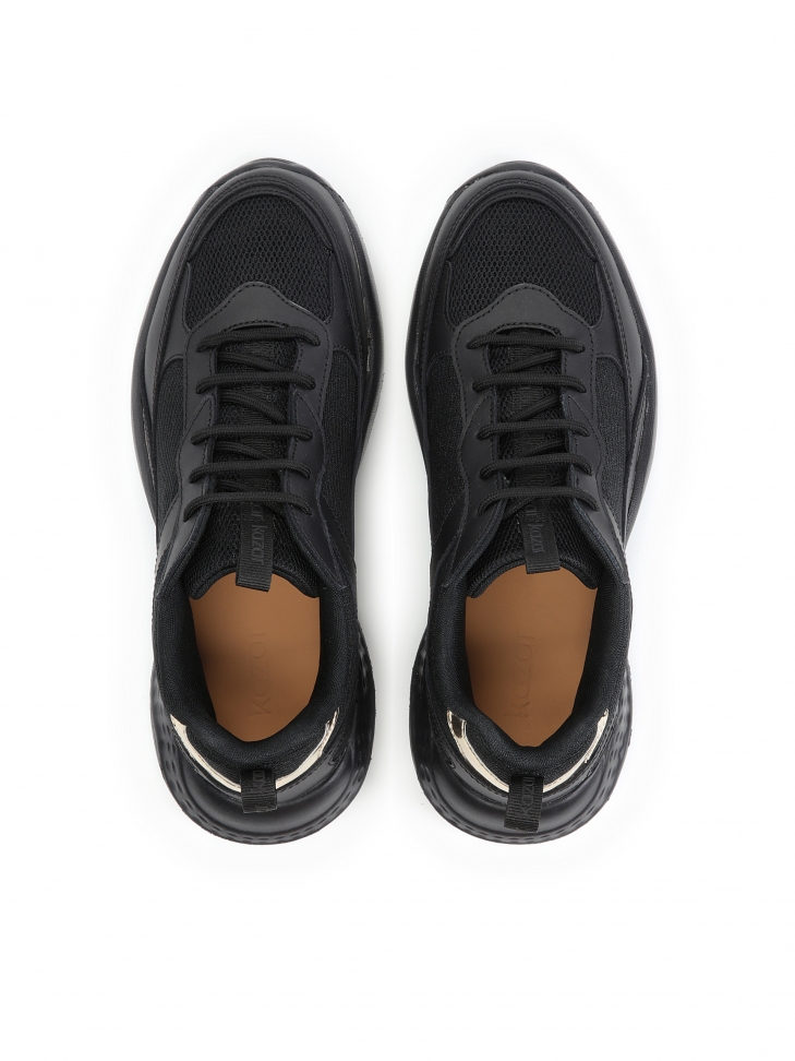 Skórzane sneakersy damskie na grubej podeszwie