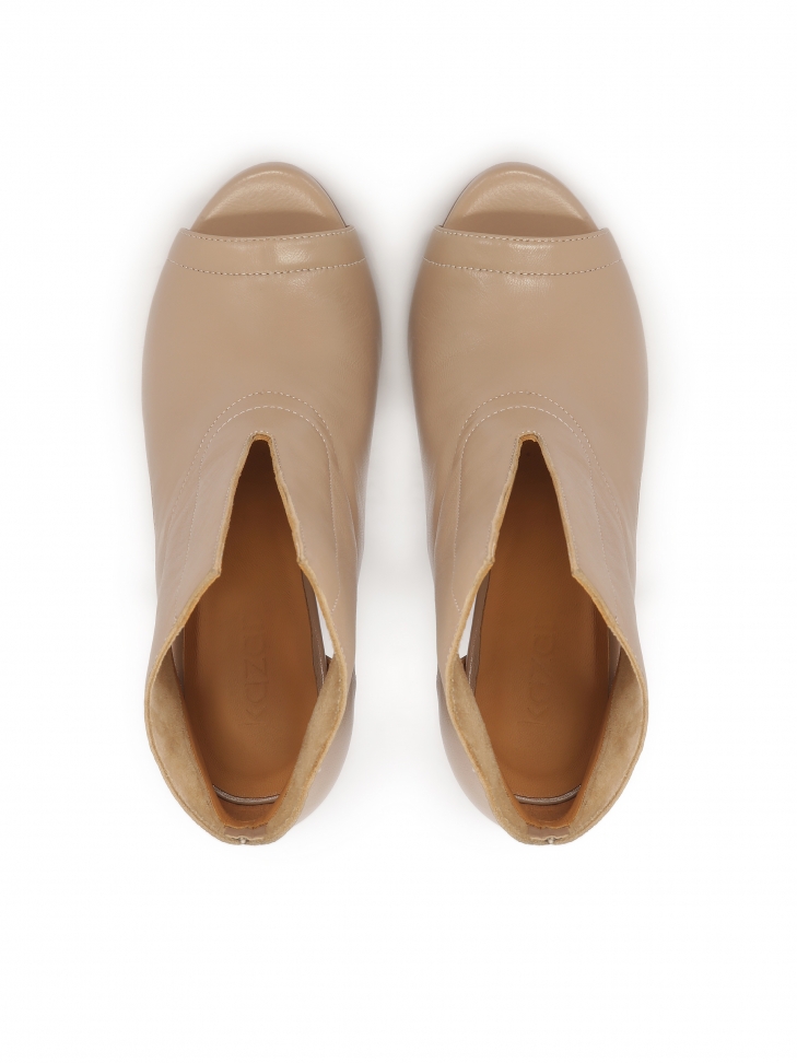 Beżowe botki peep toe damskie