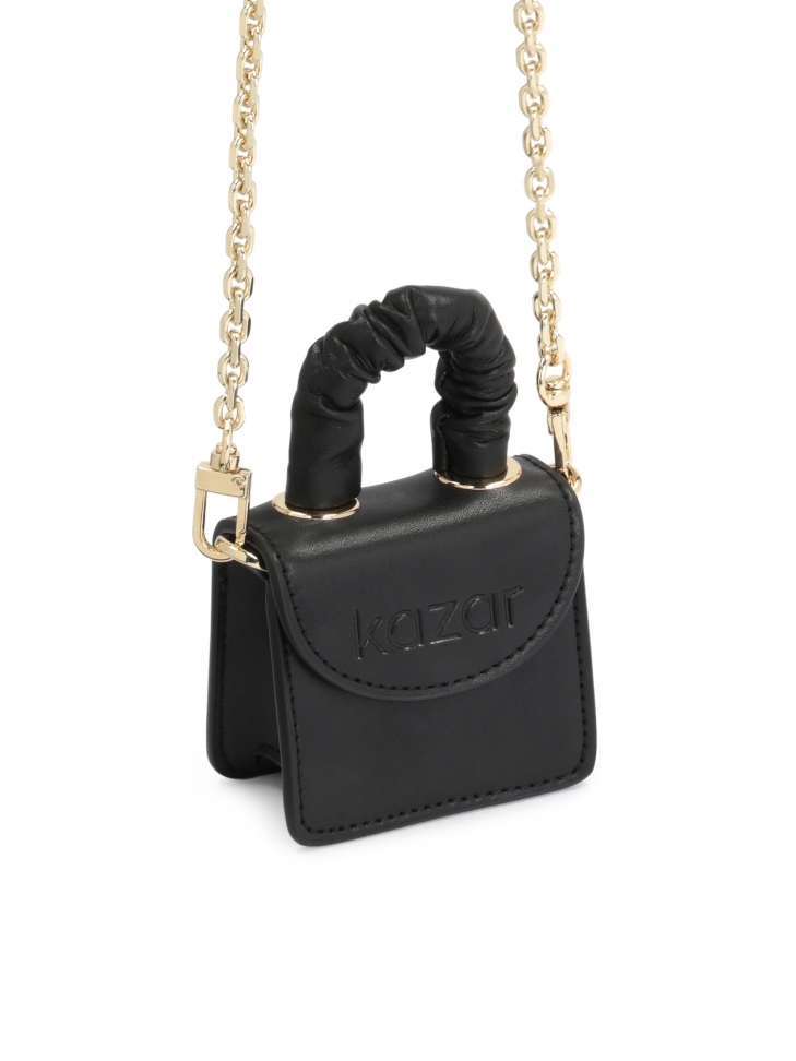Czarna mini torebka z uchwytem i łańcuszkiem