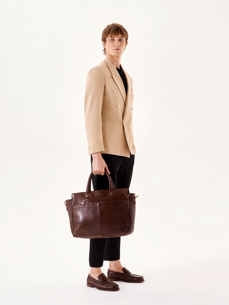 Elegancka skórzana torba męska w biznesowym stylu