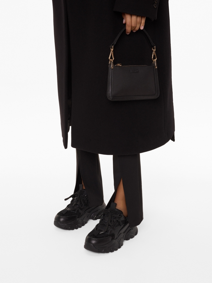 Nowoczesne czarne sneakersy damskie na grubej podeszwie