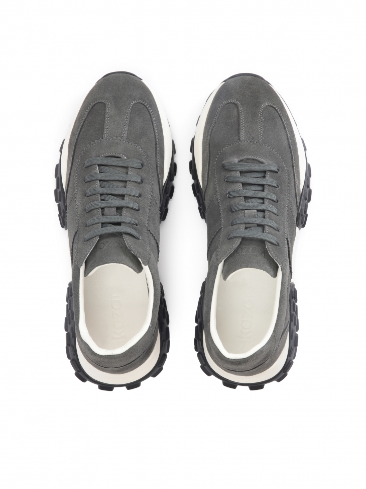 Zamszowe szare sneakersy męskie na wygodnej podeszwie