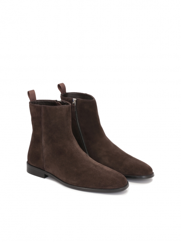 Zamszowe botki męskie z minimalistyczną wysoką cholewką