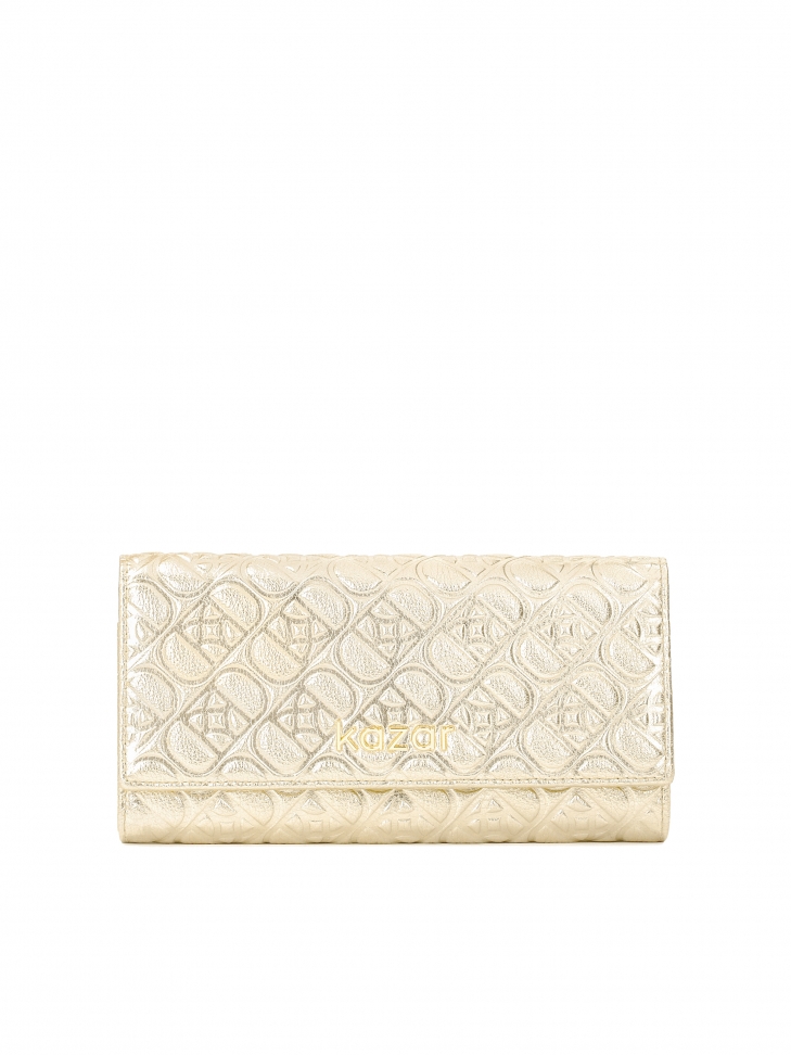 Złoty portfel z metalizowanej skóry