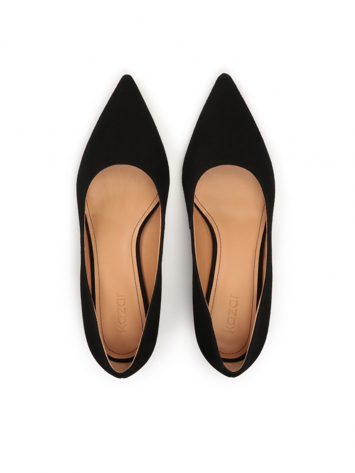 Zamszowe czarne czółenka w stylu minimal