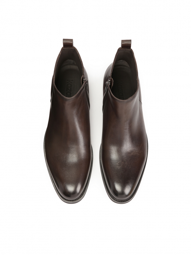Brązowe trzewiki męskie z cholewką na zamek