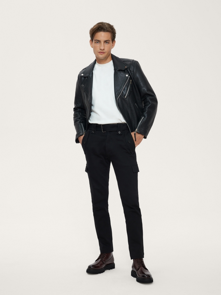 Brązowe skórzane trzewiki męskie ze sznurowaną cholewką