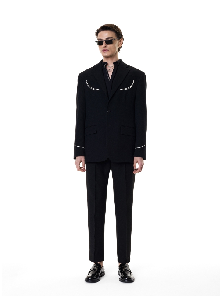 Wsuwane czarne loafersy z monogramem