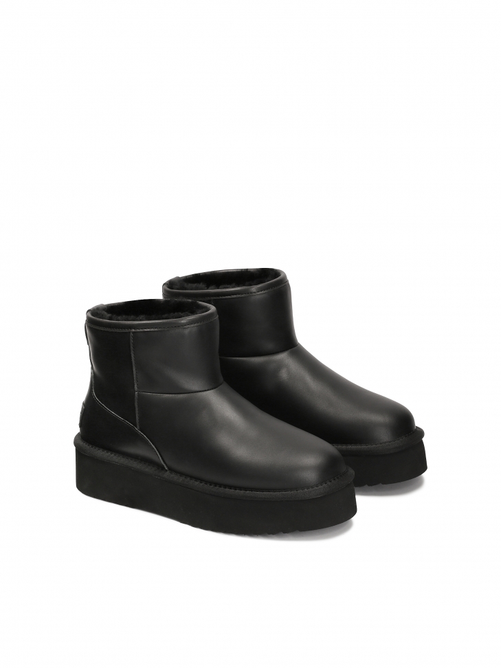 Skórzane śniegowce ocieplane wełną