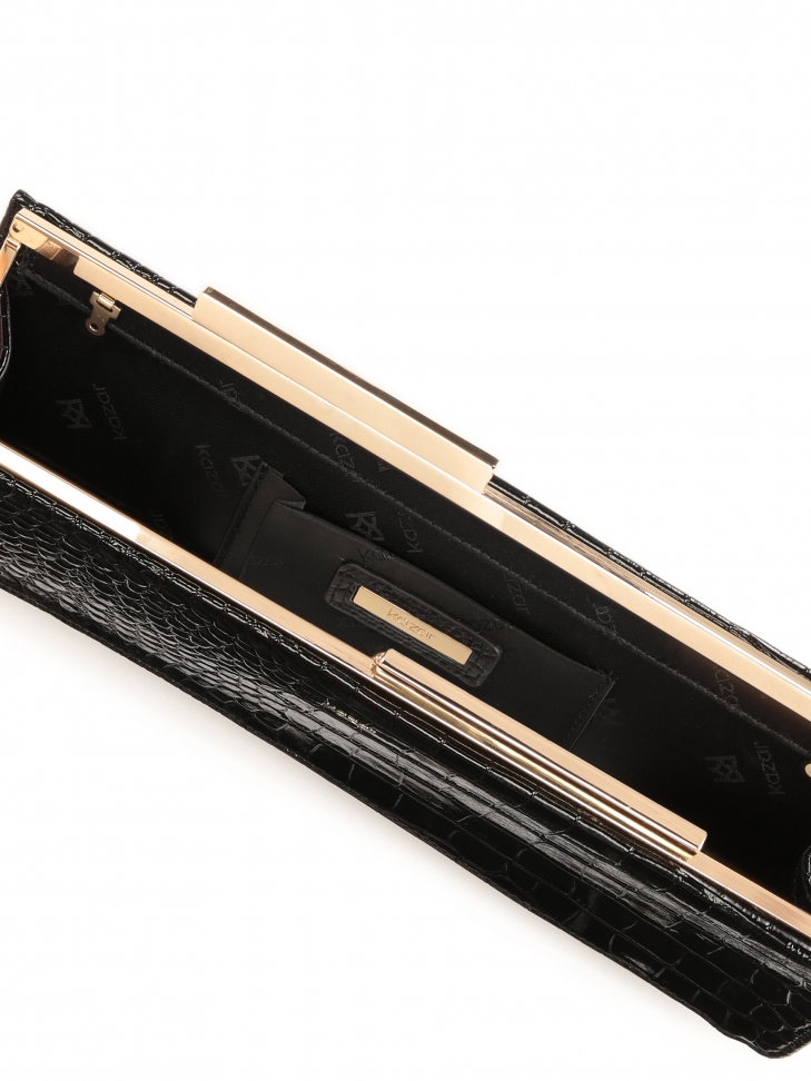 Podłużna okazjonalana torebka ze skóry we wzór croco