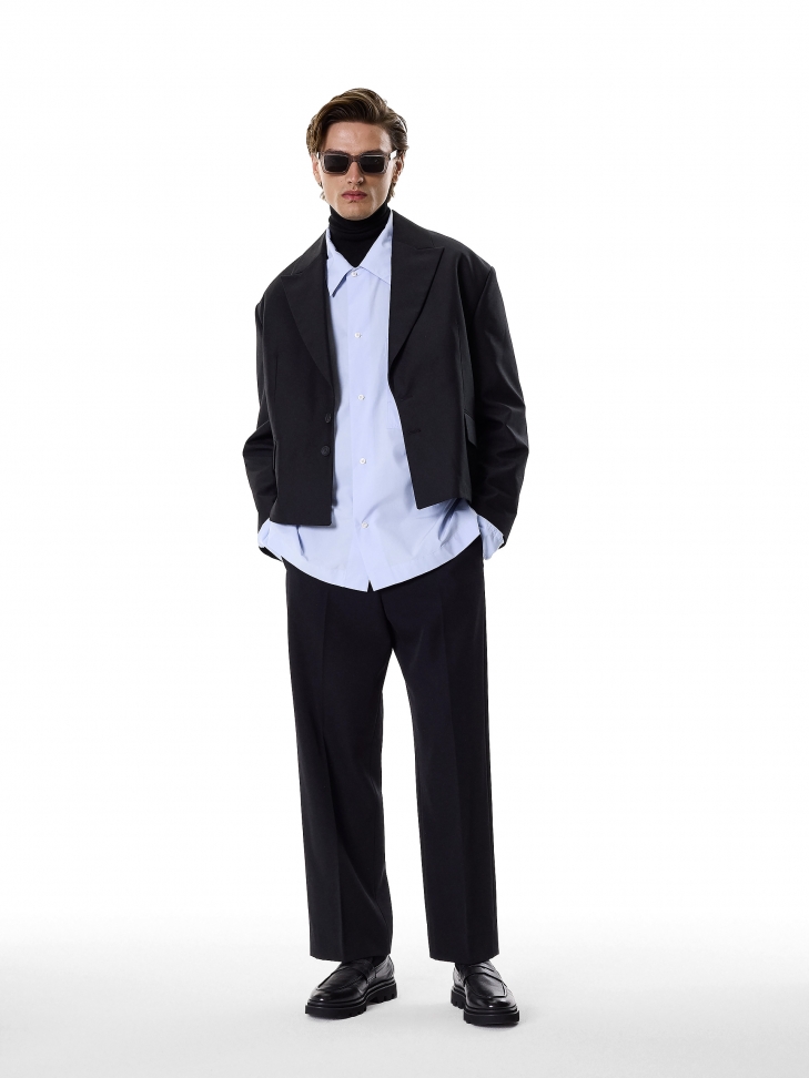 Czarne skórzane loafersy męskie na karbowanej podeszwie