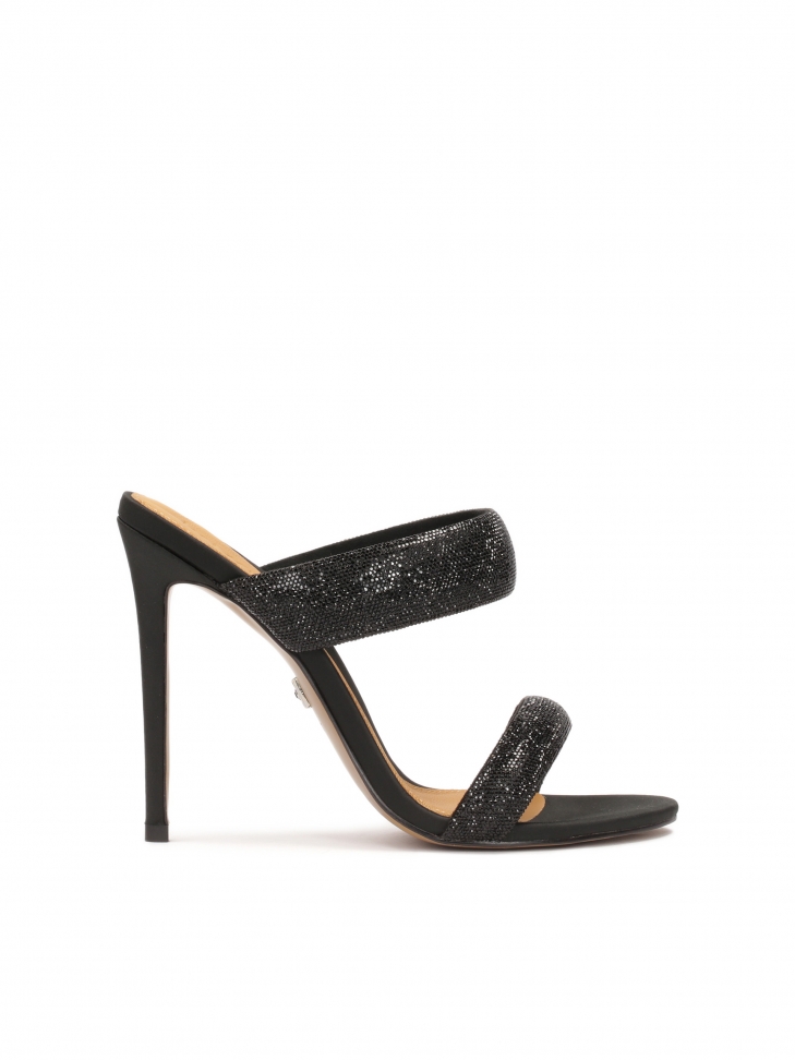 Klapki na smukłej szpilce z yształkami