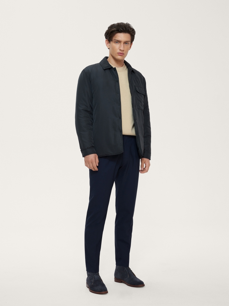 Eleganckie granatowe trzewiki męskie ze sznurowaną cholewką