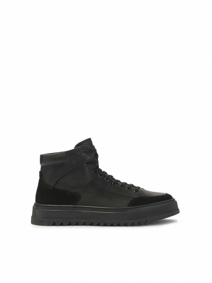 Ocieplane sneakersy z zamszu i gładkiej skóry