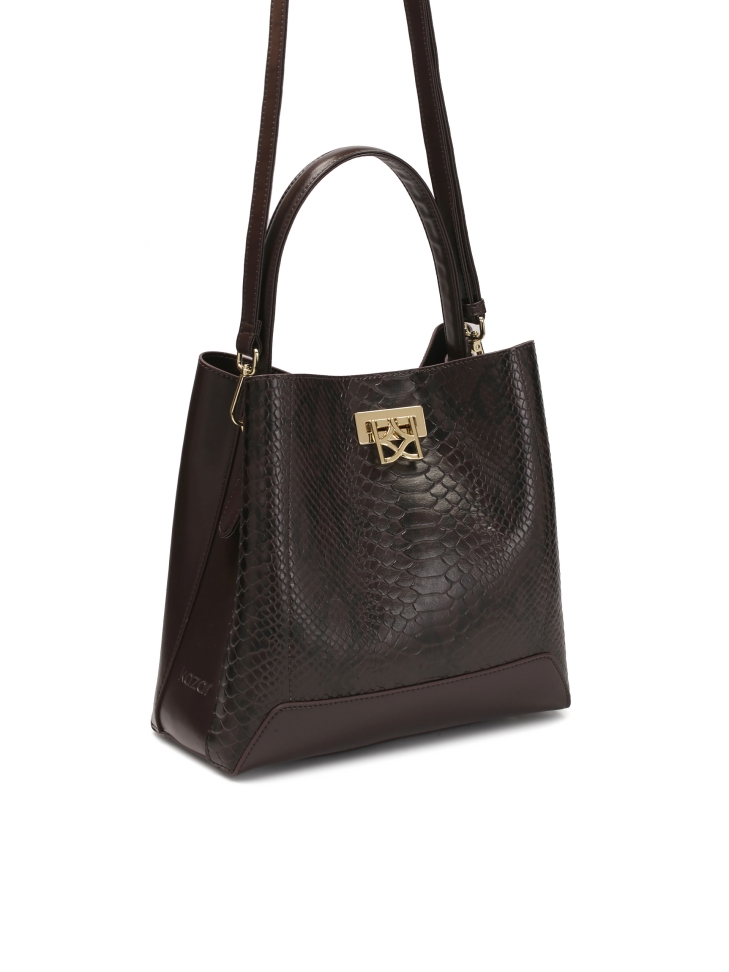 Brązowa torebka w wężowy wzór