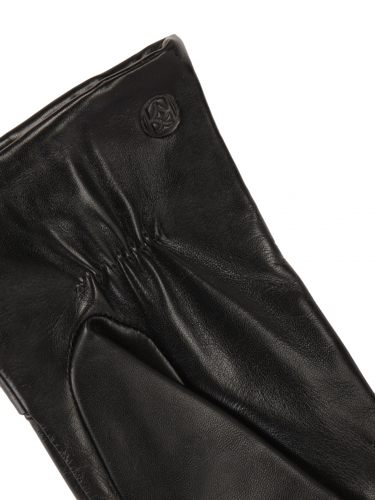 Eleganckie czarne rękawiczki z dekoracyjnym węem