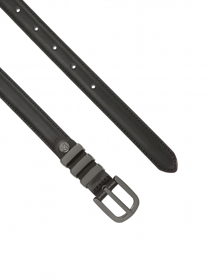 Czarny wąski pasek z klamrą gun metal