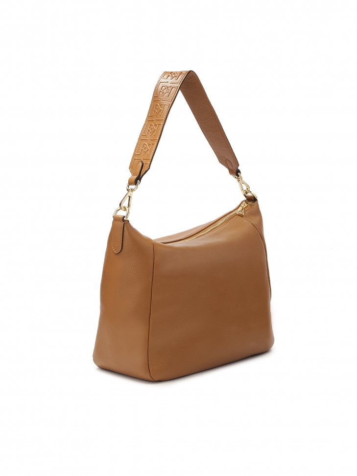 Jasnobrązowa torebka z odpinanym paskiem