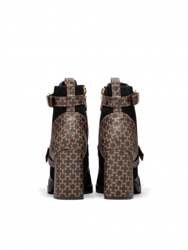 Brązowo-czarne botki damskie