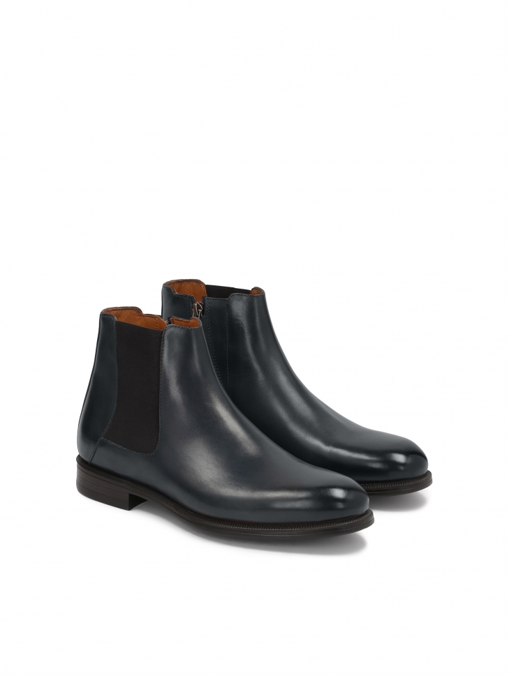 Eleganckie granatowe botki męskie z suwakiem