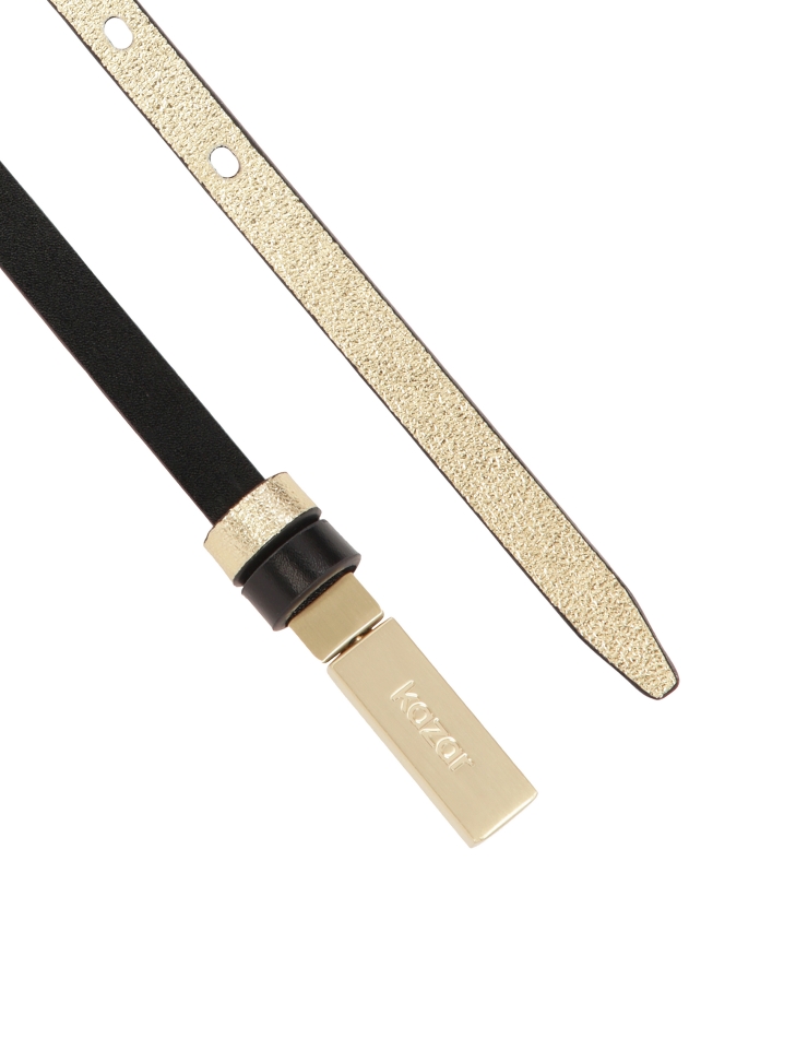 Wąski skórzany pasek w czarnym kolorze